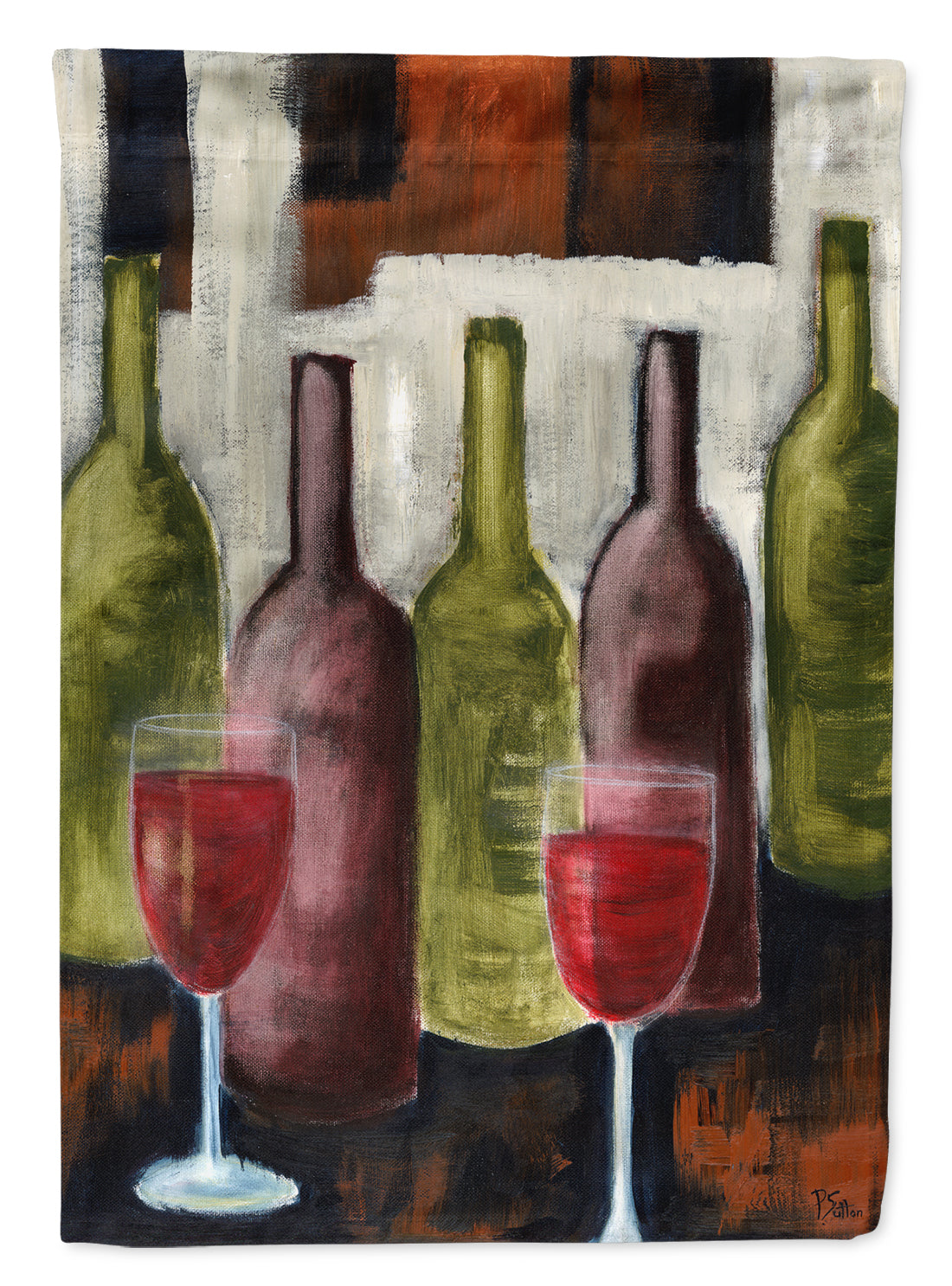 Red Wine by Petrina Sutton Flag Canvas House Size PET0216CHF  the-store.com.