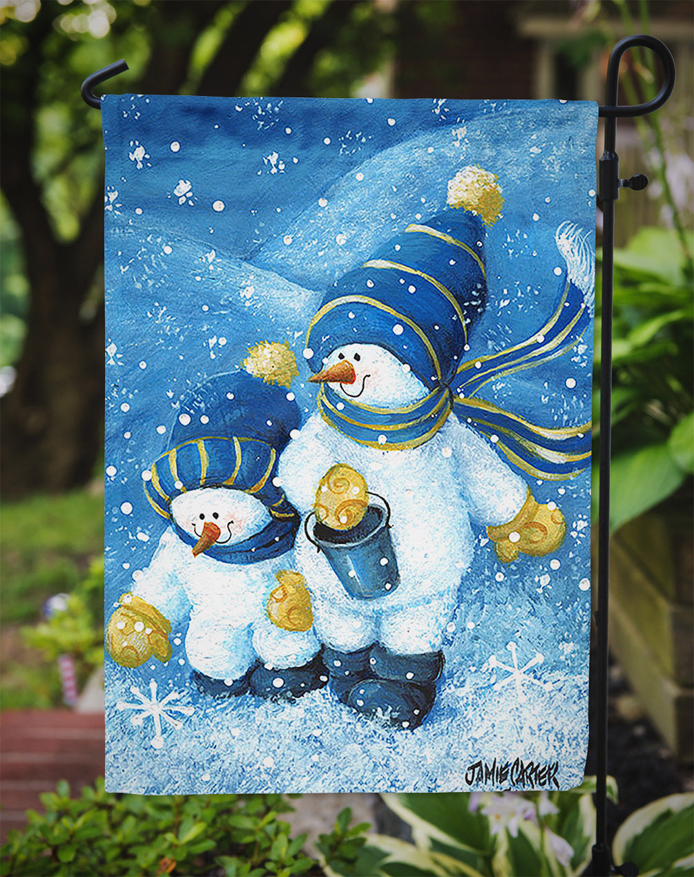 Gathering Snowflakes Snowman Flag Garden Size PJC1011GF  the-store.com.