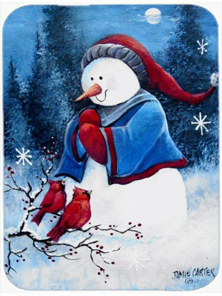 Hello Winter Friends Snowman Glass Cutting Board Large PJC1013LCB by Caroline's Treasures