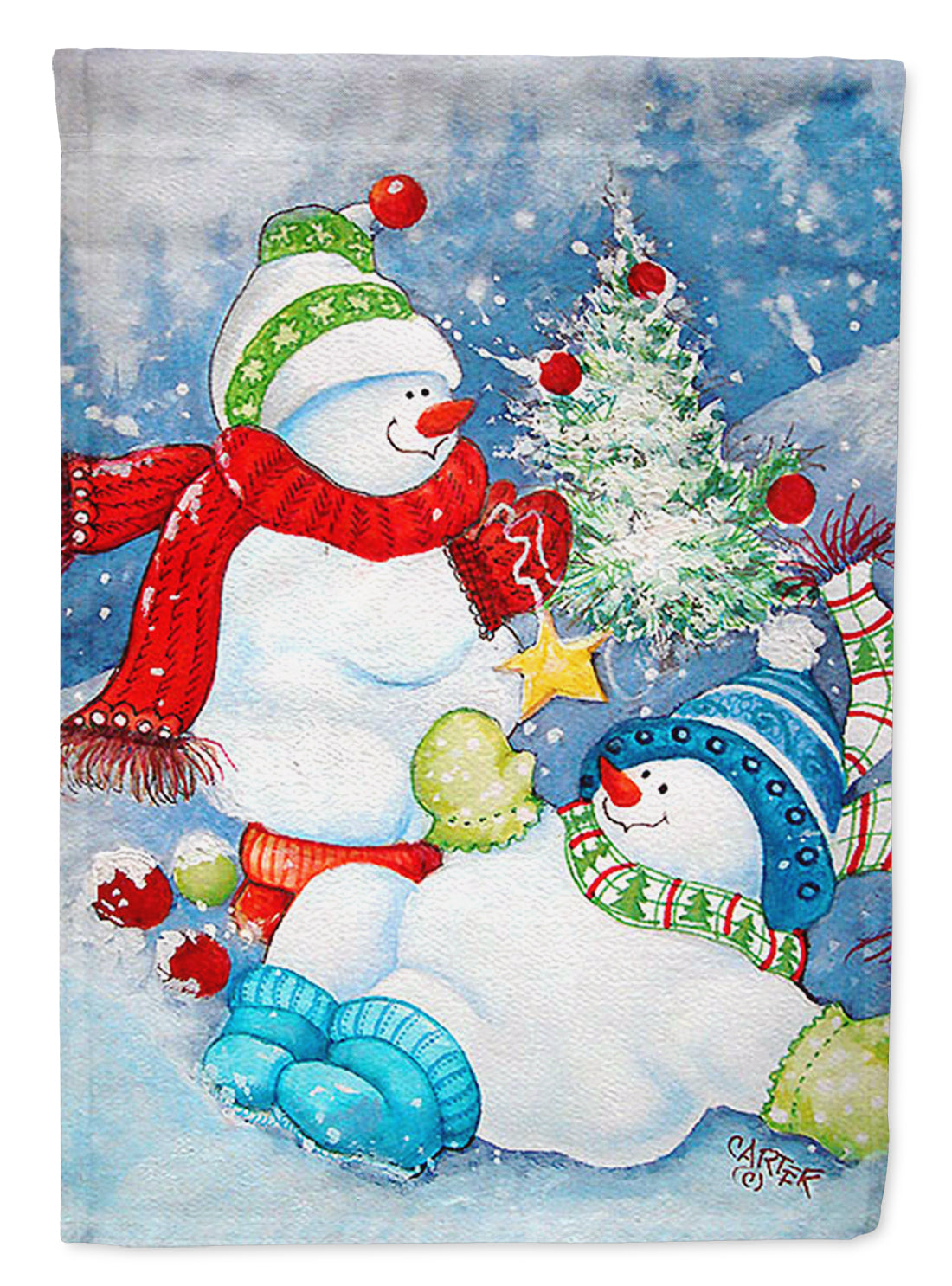 The Teens Celebrate Snowman Flag Canvas House Size PJC1021CHF  the-store.com.