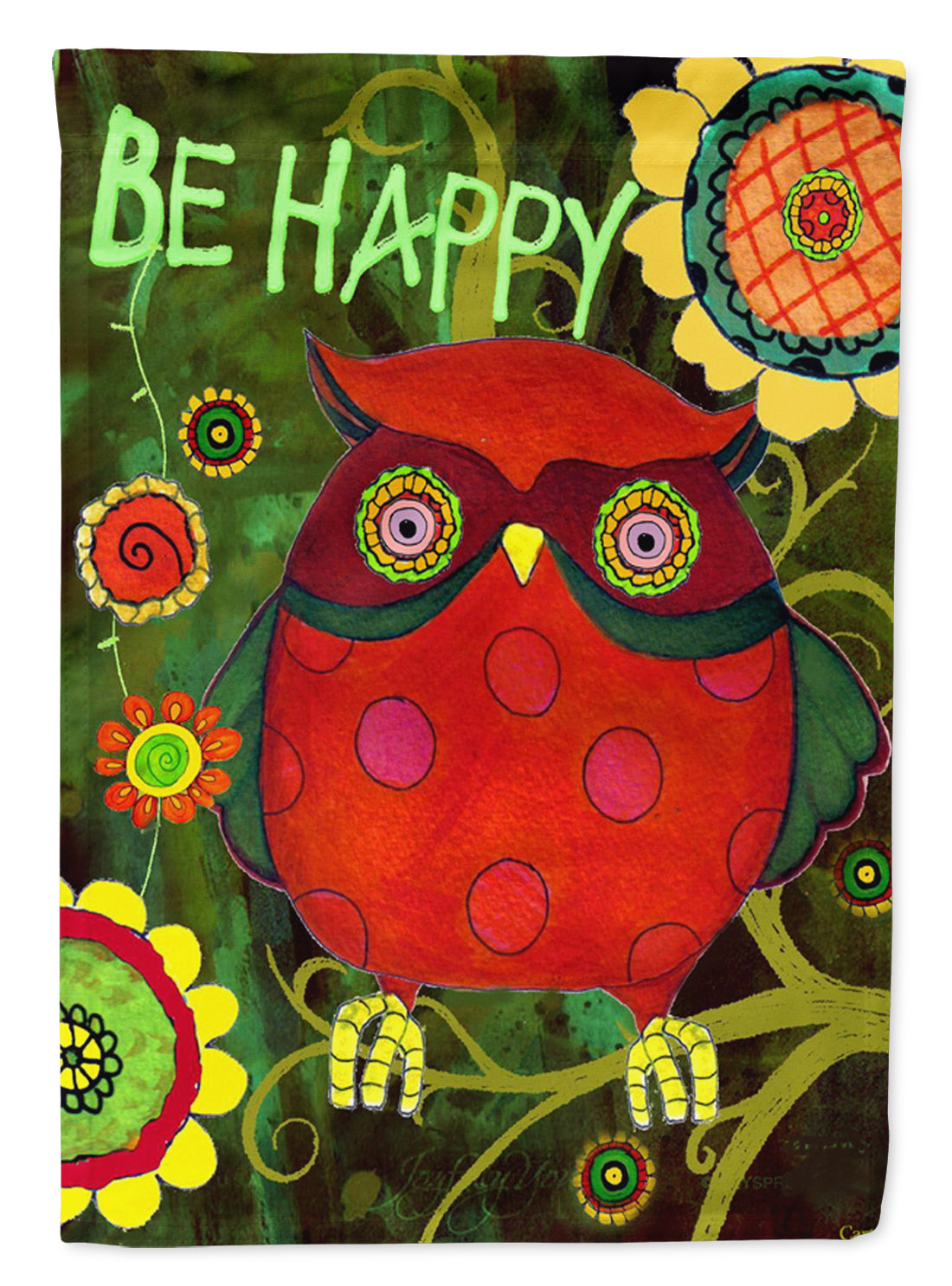 Be Happy Oh Yeah Owl Flag Garden Size  the-store.com.