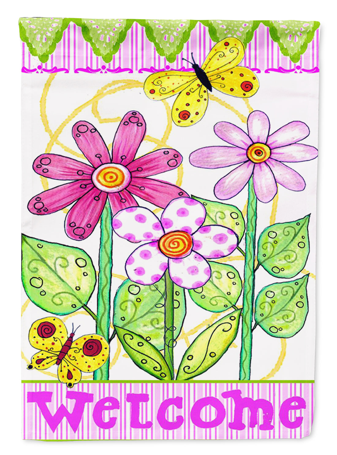 Flower Welcome Flag Garden Size  the-store.com.