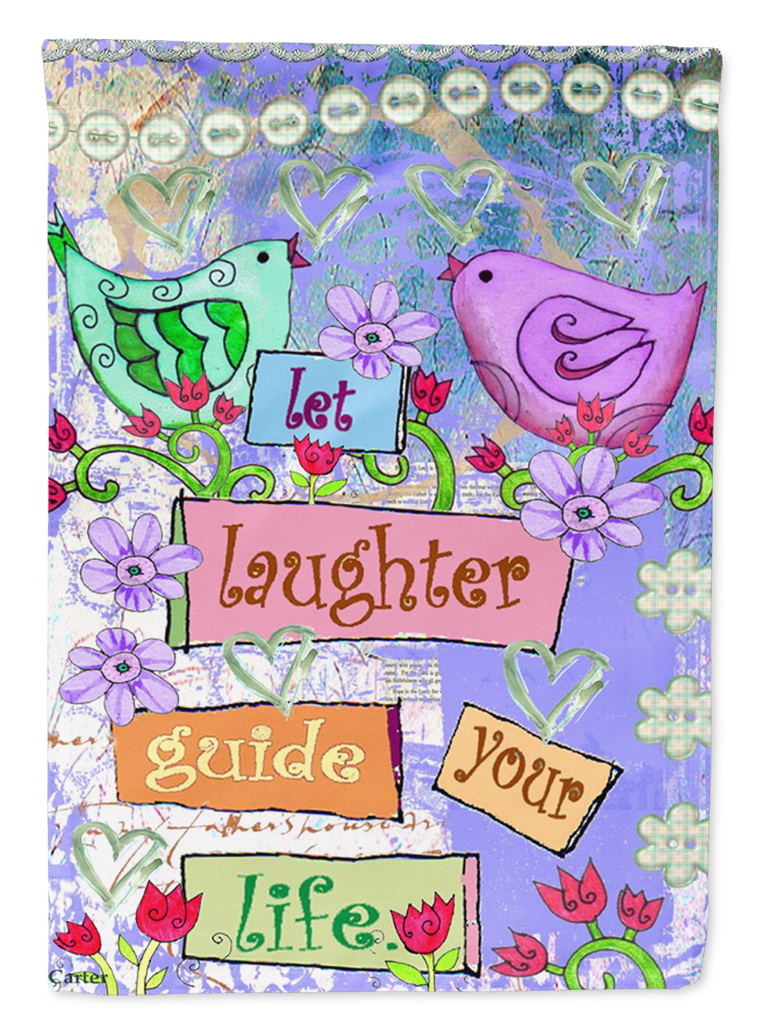 Let Laughter Guide your Life Inspirational Flag Garden Size  the-store.com.