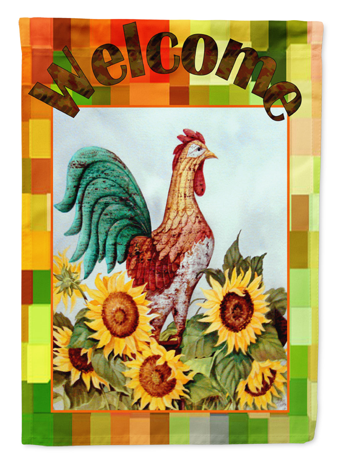 Welcome Rooster Flag Garden Size  the-store.com.
