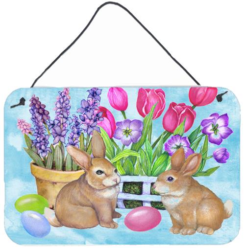 New Beginnings Easter Rabbit Wall or Door Hanging Prints PJC1066DS812 by Caroline's Treasures