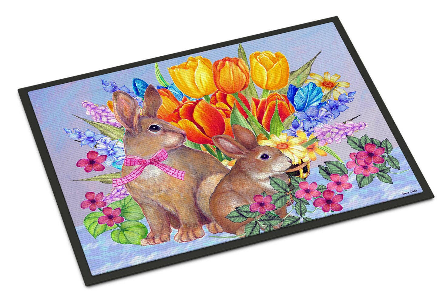 New Beginnings II Easter Rabbit Indoor or Outdoor Mat 18x27 PJC1067MAT - the-store.com