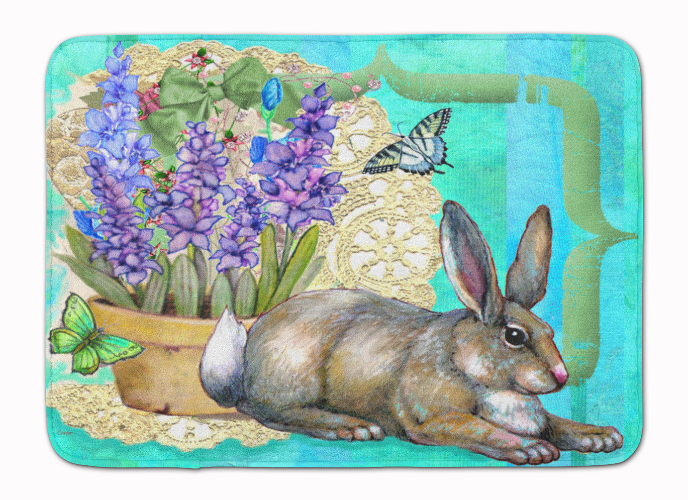 Springtime Easter Rabbit Machine Washable Memory Foam Mat PJC1068RUG - the-store.com