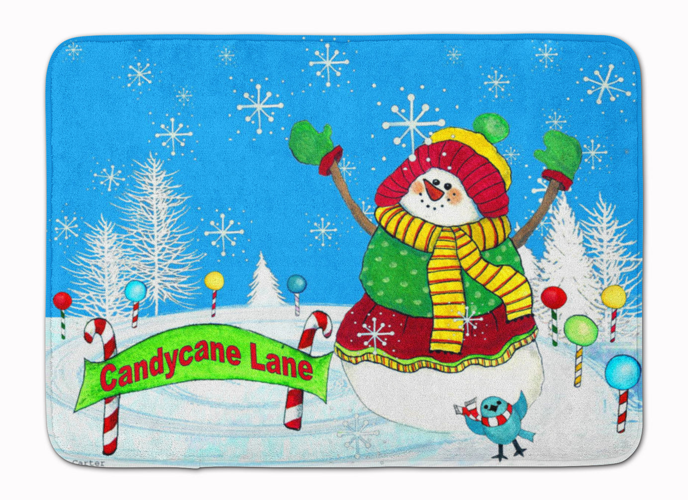 Candy Cane Lane Snowman Machine Washable Memory Foam Mat PJC1075RUG - the-store.com