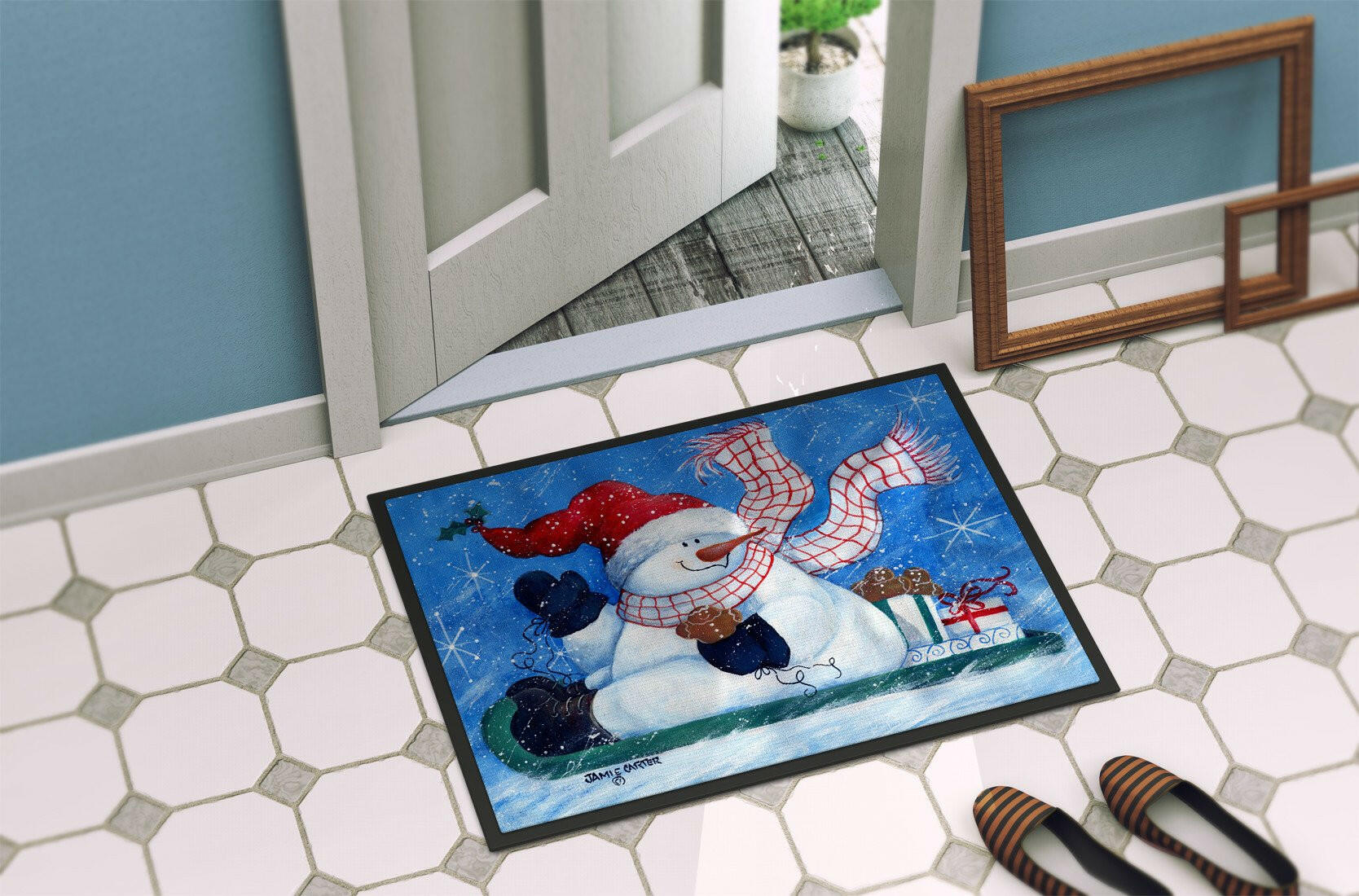 Come Ride With Me Snowman Indoor or Outdoor Mat 24x36 PJC1078JMAT - the-store.com