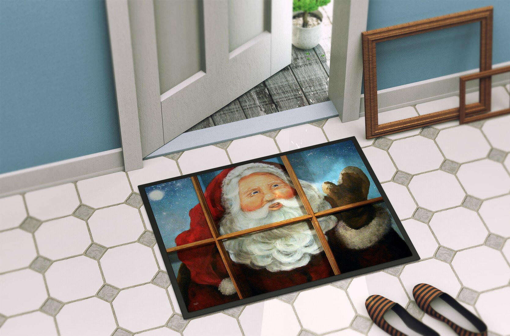 Kindly Visitor Santa Claus Christmas Indoor or Outdoor Mat 24x36 PJC1079JMAT - the-store.com