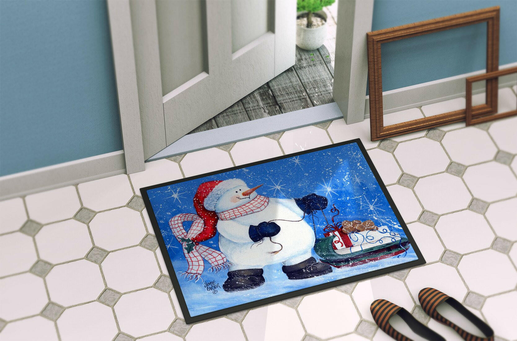 My Friends Can Ride Too Snowman Indoor or Outdoor Mat 24x36 PJC1081JMAT - the-store.com