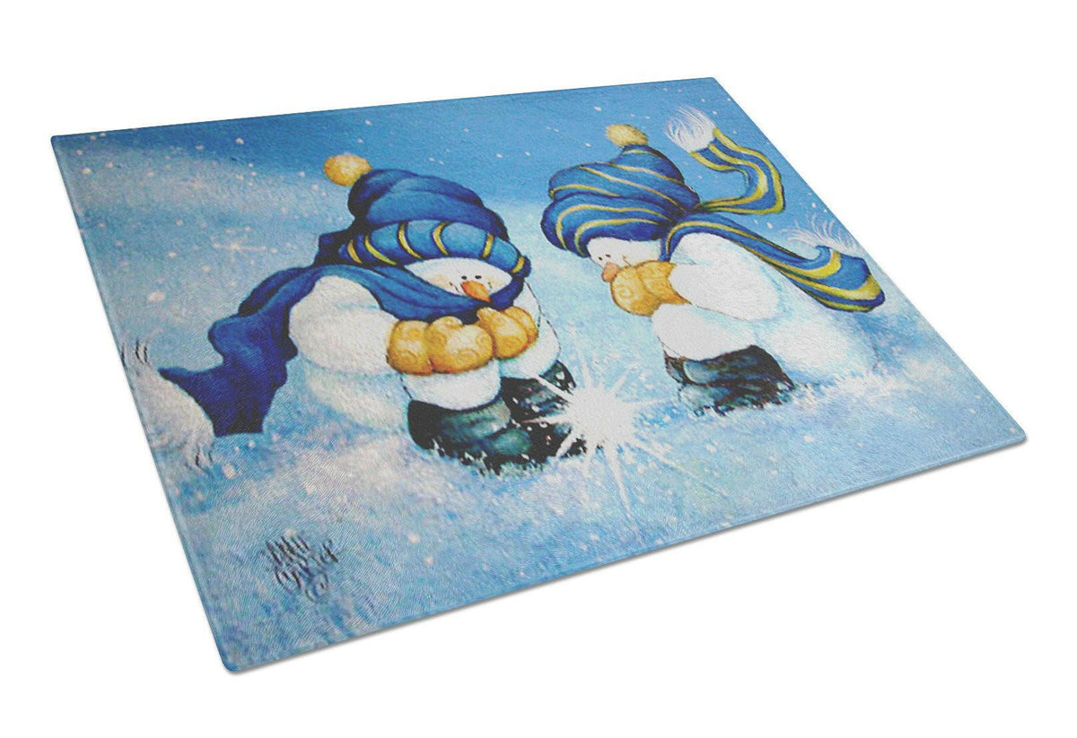 We Believe in Magic Snowman Glass Cutting Board Large PJC1089LCB by Caroline&#39;s Treasures