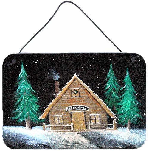 Welcome Lodge Christmas Log Home Wall or Door Hanging Prints by Caroline's Treasures