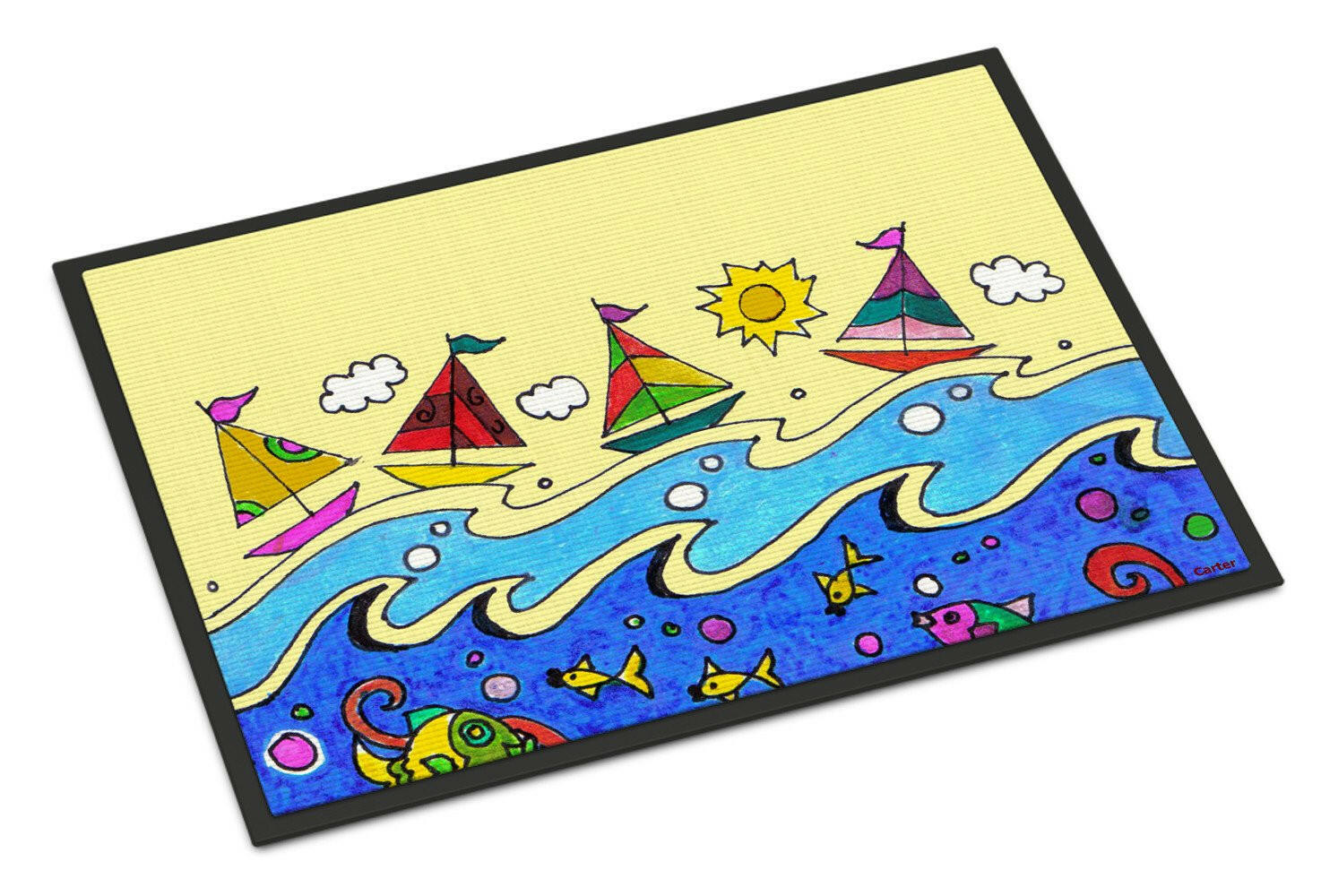 Summer Sail Away Sailboats Indoor or Outdoor Mat 24x36 PJC1105JMAT - the-store.com