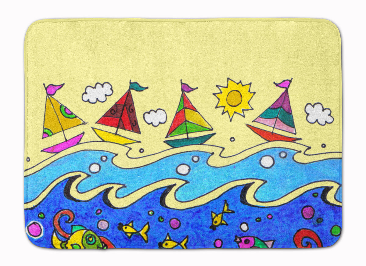 Summer Sail Away Sailboats Machine Washable Memory Foam Mat PJC1105RUG - the-store.com