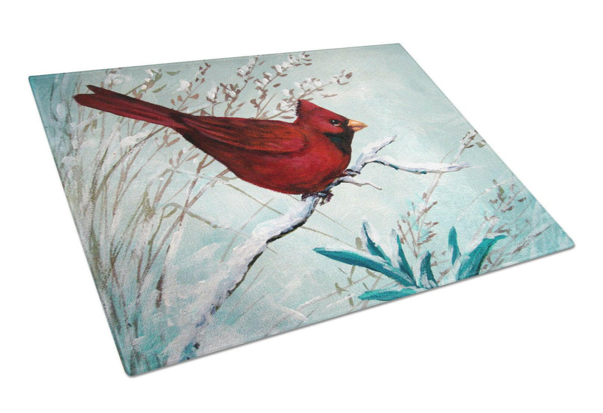 Cardinal Winter Red Bird Glass Cutting Board Large PJC1110LCB by Caroline&#39;s Treasures