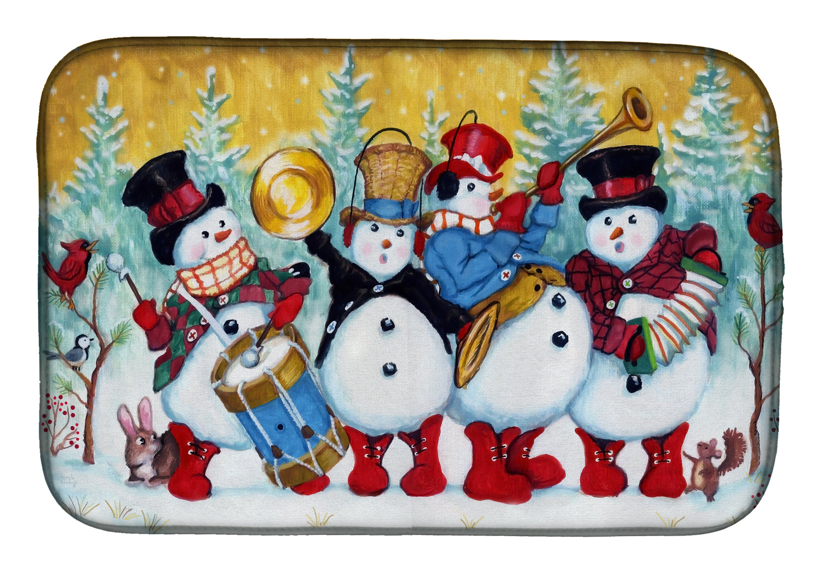 Snowmen Strike up the Band Dish Drying Mat PJH3002DDM  the-store.com.