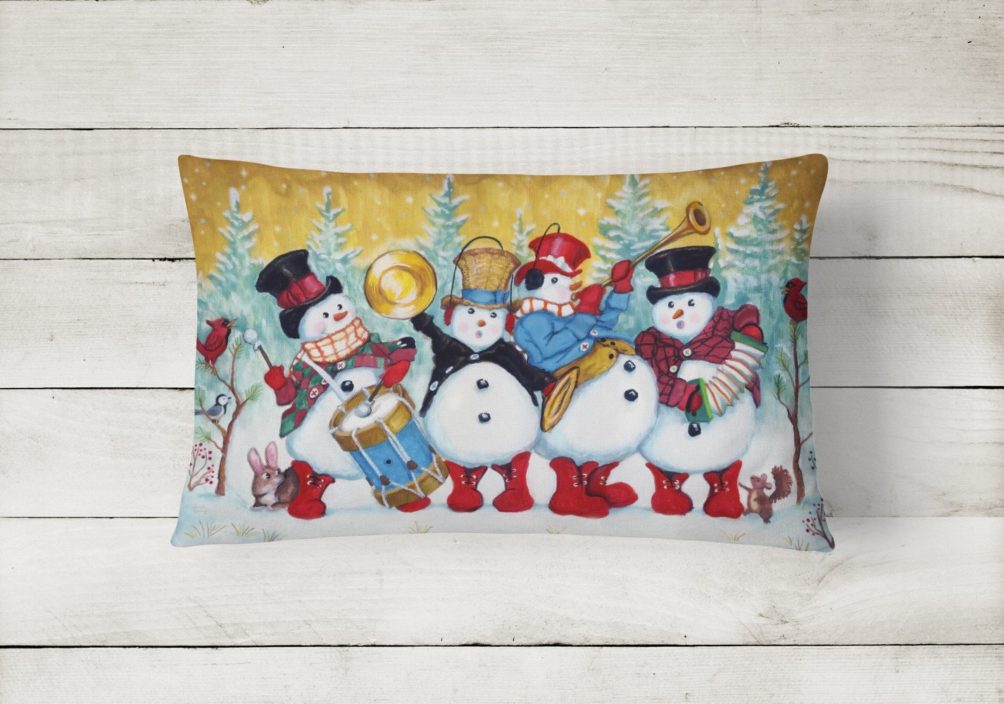Snowmen Strike up the Band Canvas Fabric Decorative Pillow PJH3002PW1216 by Caroline's Treasures