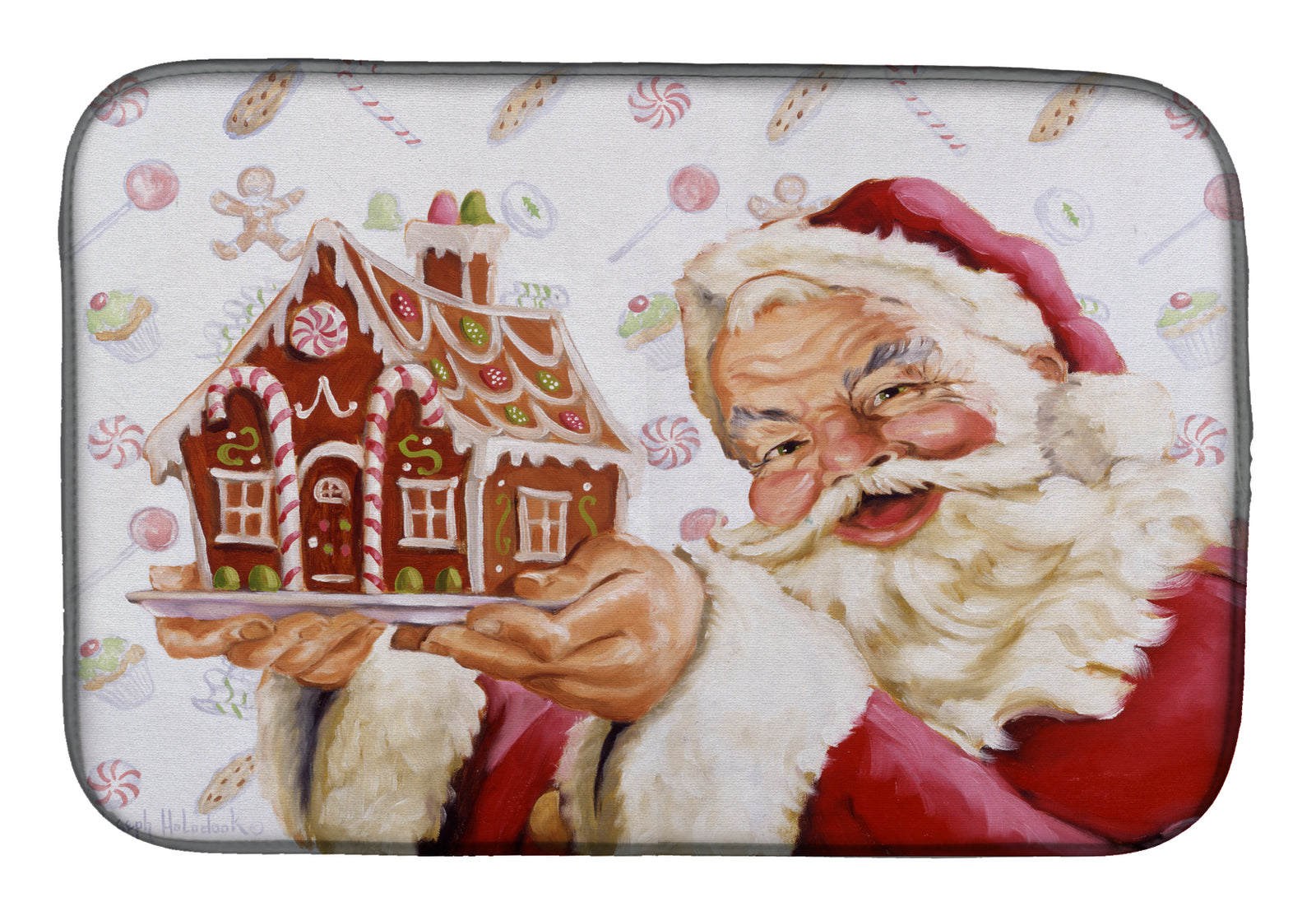 Santa Claus A Home for the Holidays Dish Drying Mat PJH3006DDM  the-store.com.