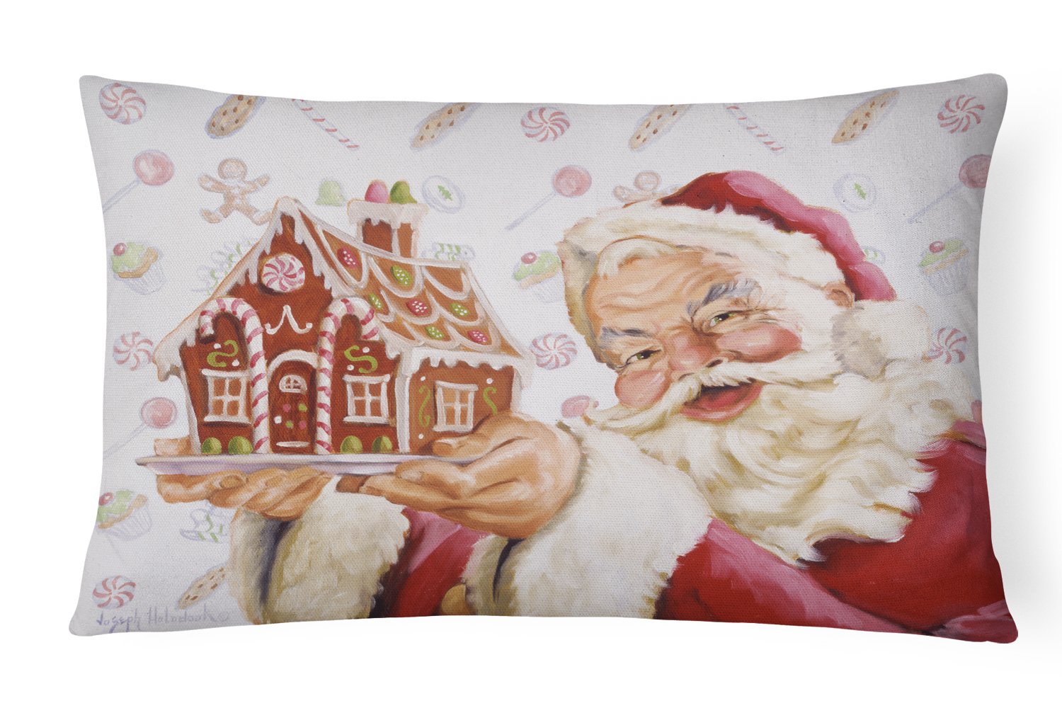 Santa Claus A Home for the Holidays Canvas Fabric Decorative Pillow PJH3006PW1216 by Caroline's Treasures