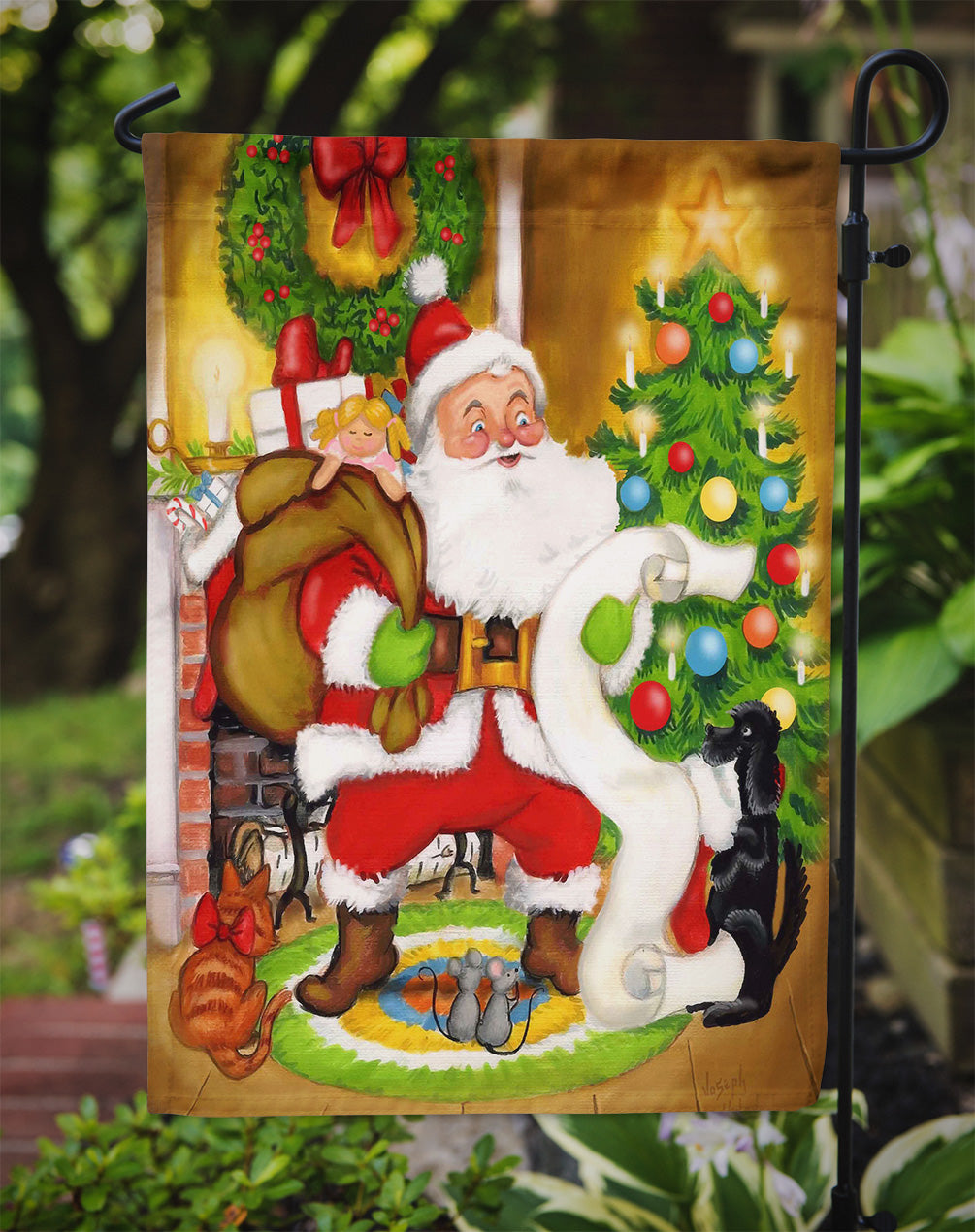 Santa Claus Let Me Check My List Flag Garden Size PJH3020GF  the-store.com.