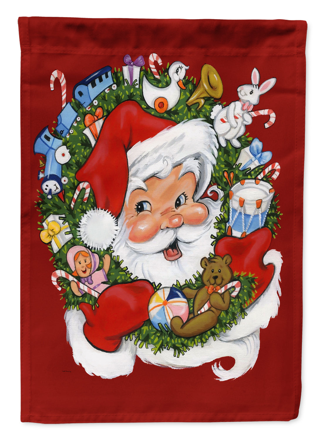 Santa Claus Wreath of Cheer Flag Garden Size PJH3022GF  the-store.com.