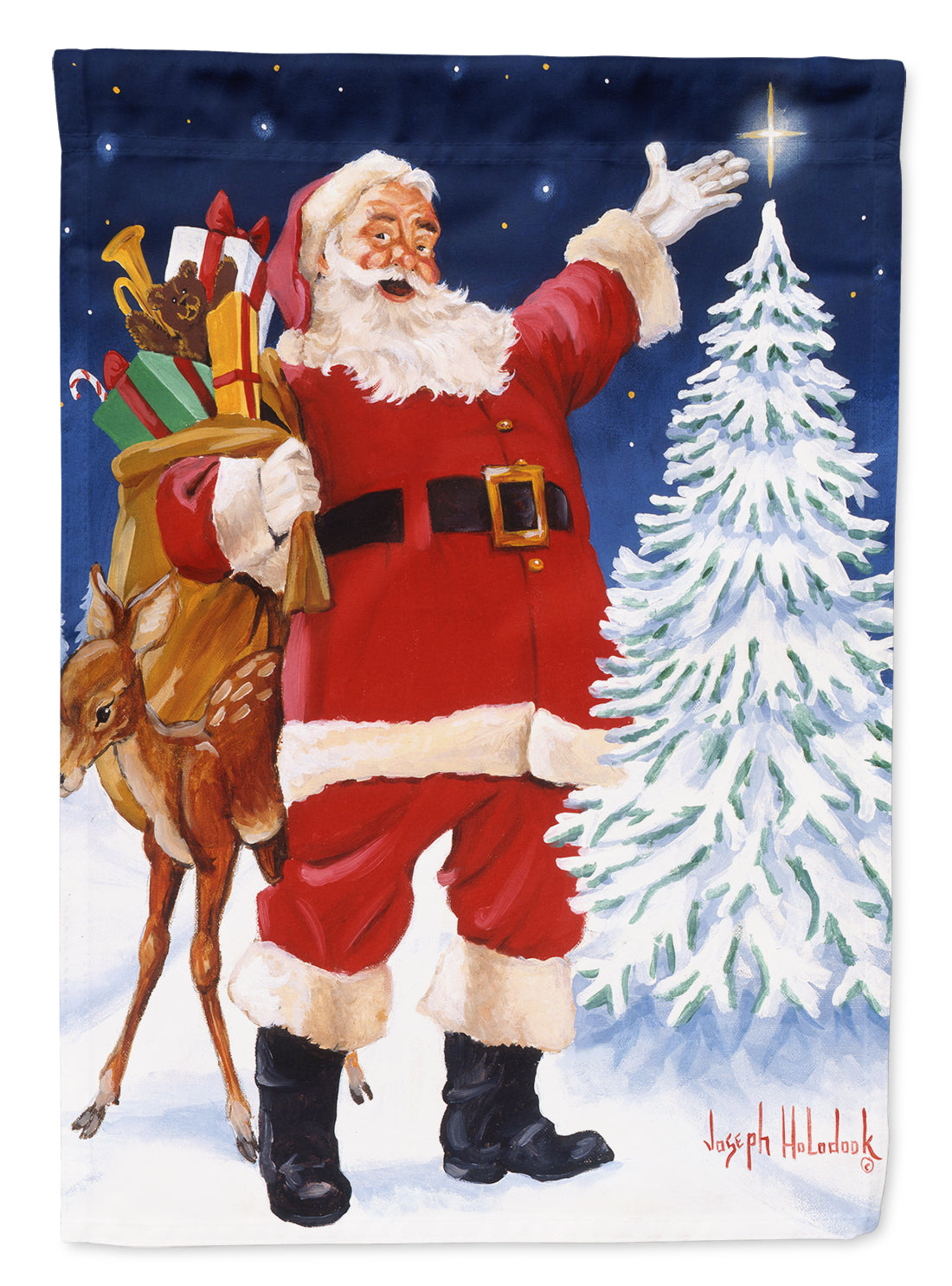 Santa Claus Star Bright Flag Canvas House Size PJH3026CHF  the-store.com.