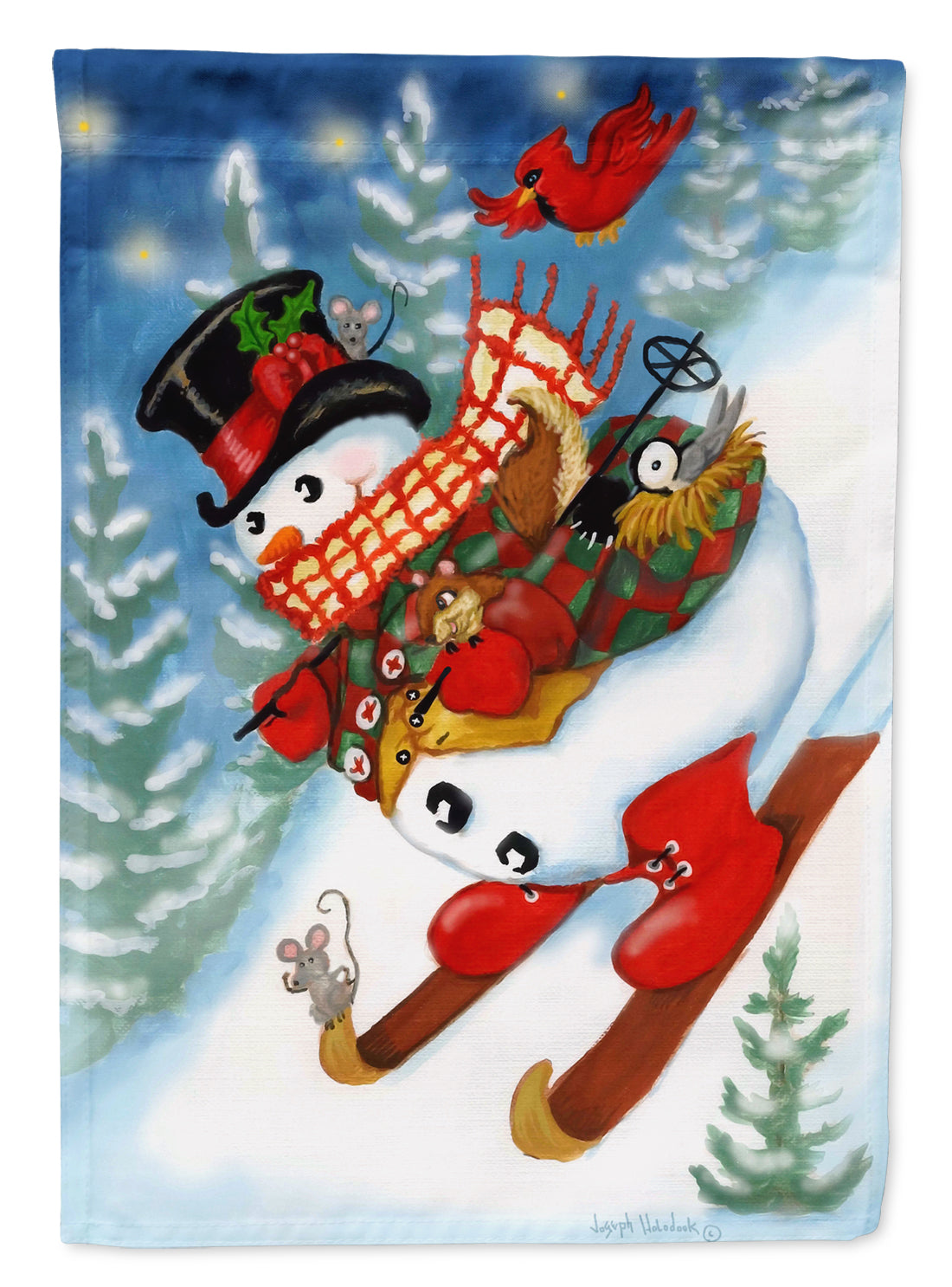 Snowman Ski Party Flag Canvas House Size PJH3029CHF  the-store.com.