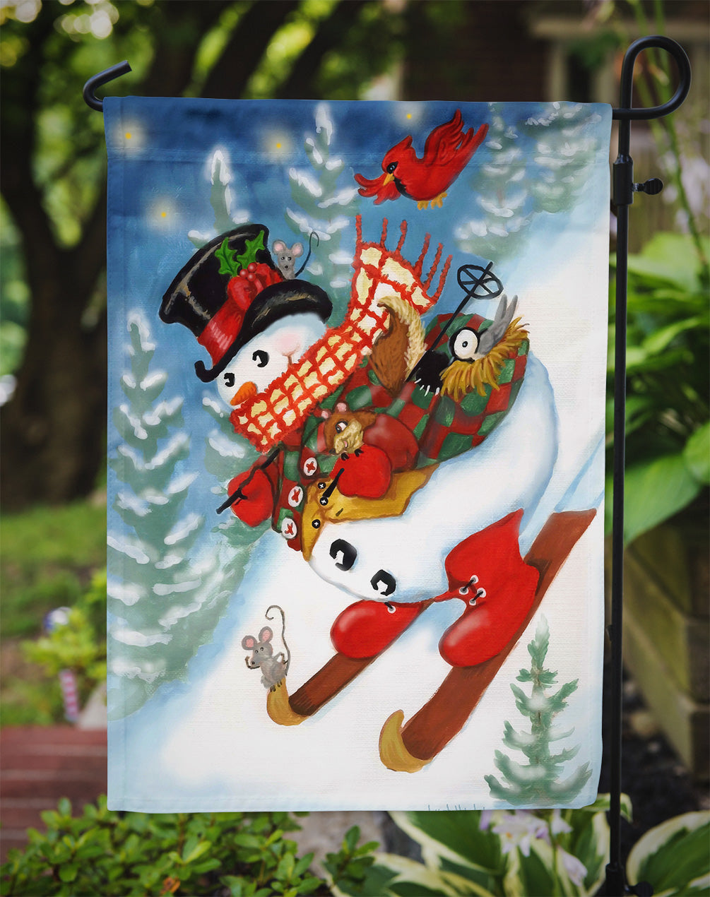 Snowman Ski Party Flag Garden Size PJH3029GF  the-store.com.