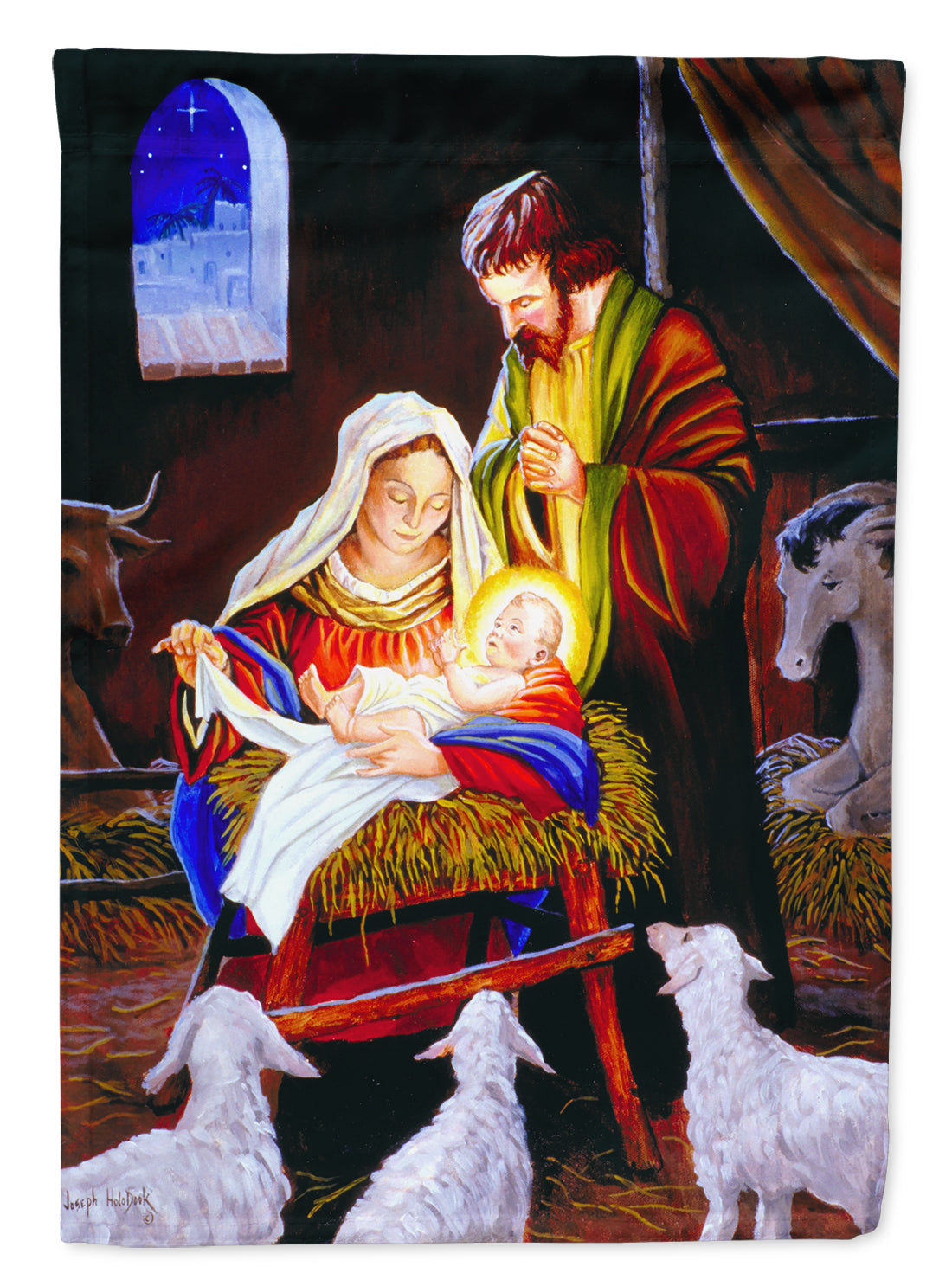 Nativity Silent Night Flag Canvas House Size PJH3030CHF  the-store.com.