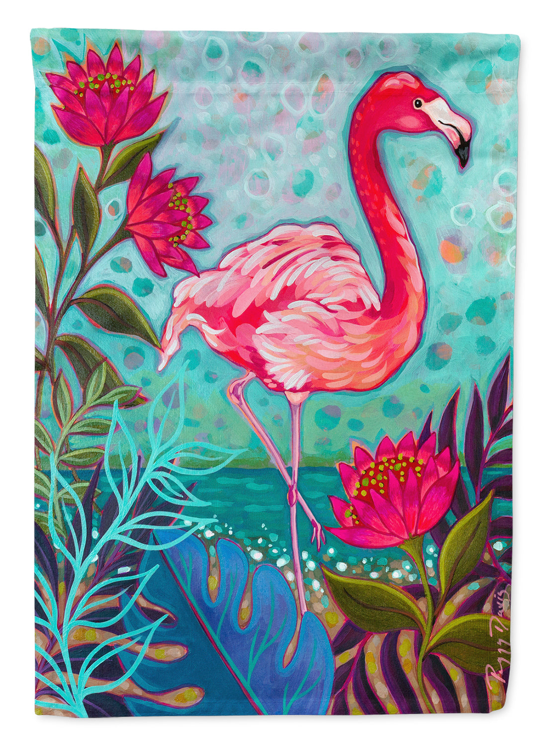 Flamingo Beach Flag Canvas House Size PPD3002CHF  the-store.com.