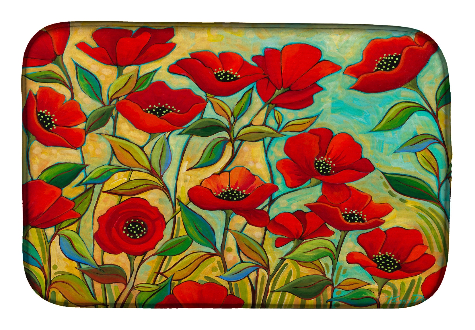 Poppy Garden Flowers Dish Drying Mat PPD3020DDM  the-store.com.