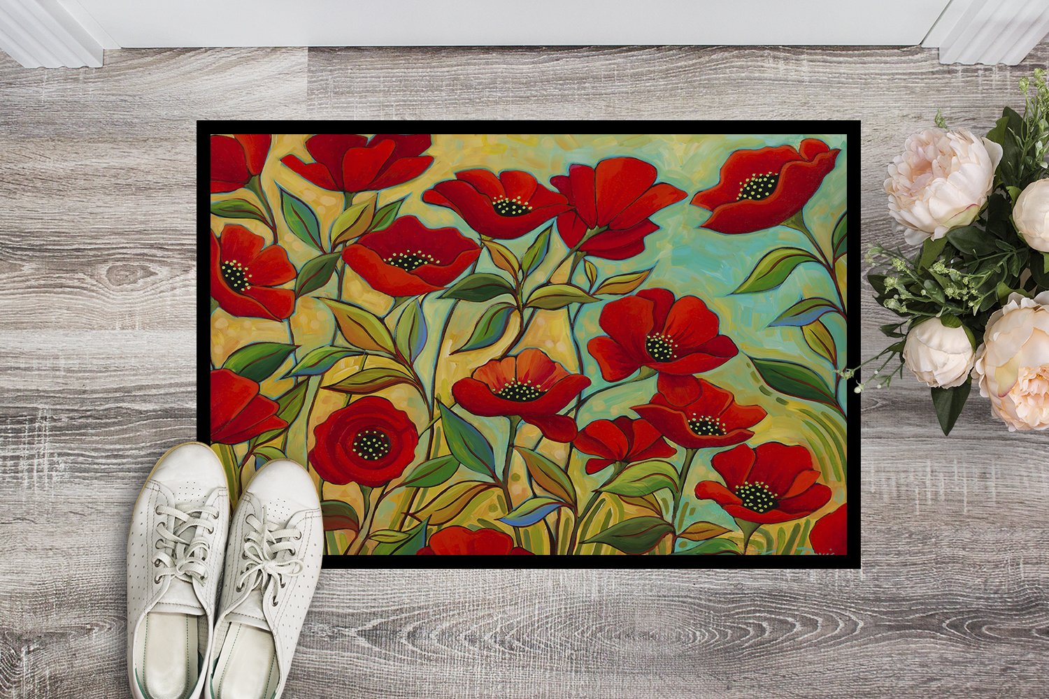 Poppy Garden Flowers Indoor or Outdoor Mat 24x36 PPD3020JMAT by Caroline's Treasures