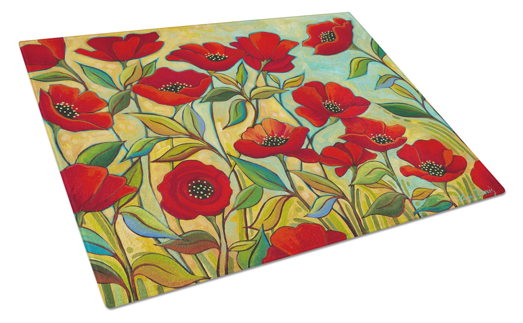 Poppy Garden Flowers Glass Cutting Board Large PPD3020LCB by Caroline's Treasures