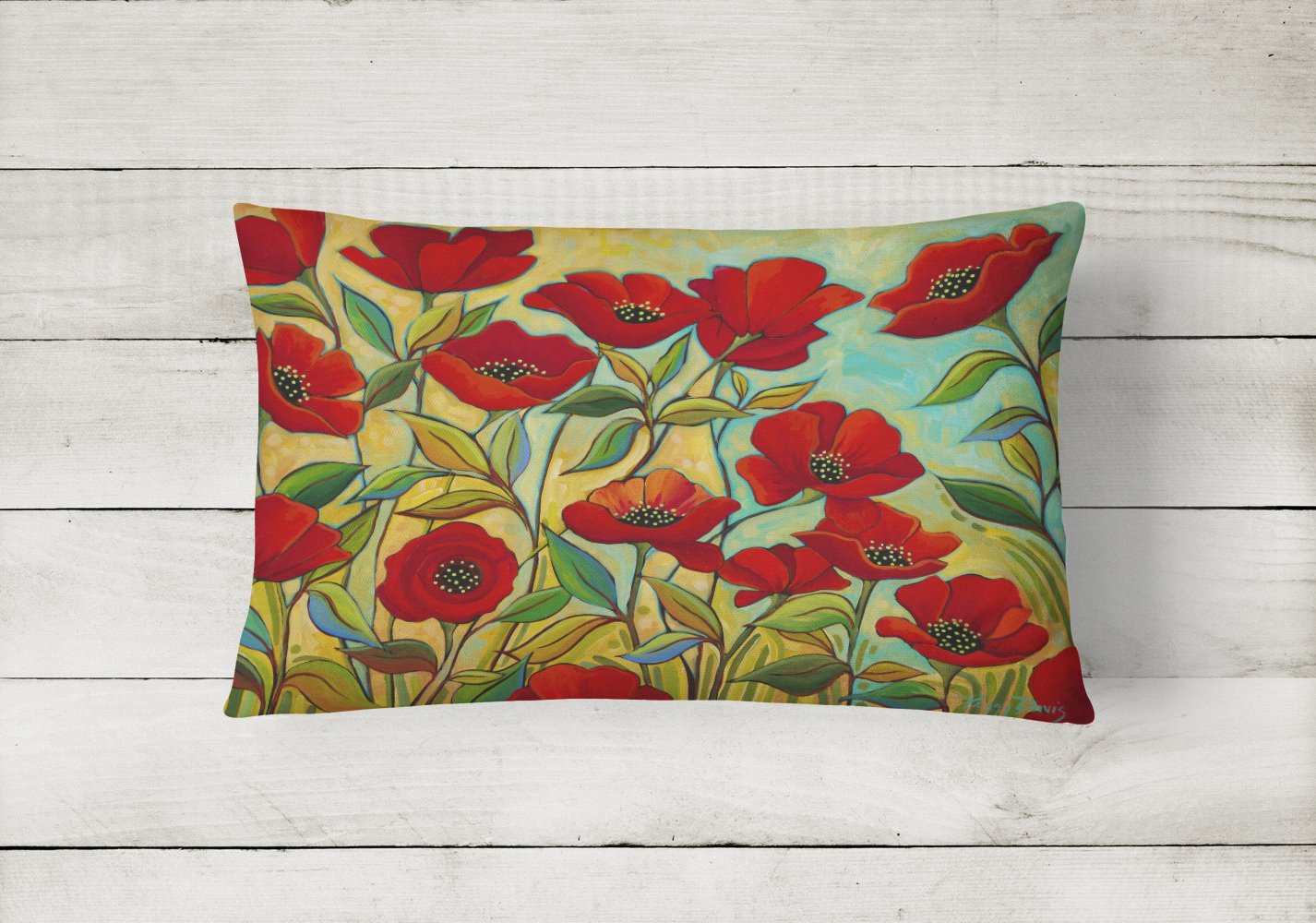 Poppy Garden Flowers Canvas Fabric Decorative Pillow PPD3020PW1216 by Caroline's Treasures