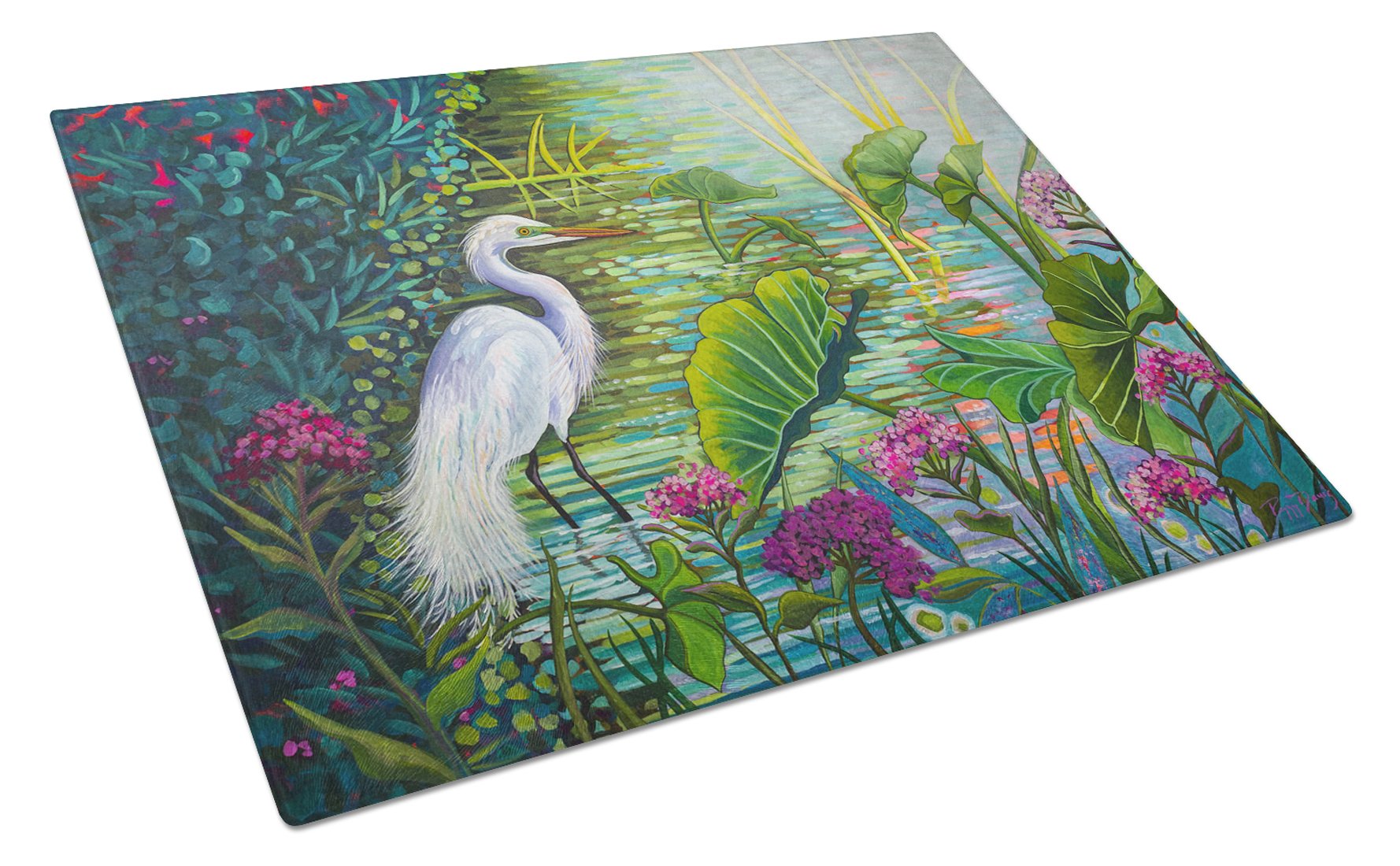 Testing the Waters Heron Glass Cutting Board Large PPD3023LCB by Caroline's Treasures