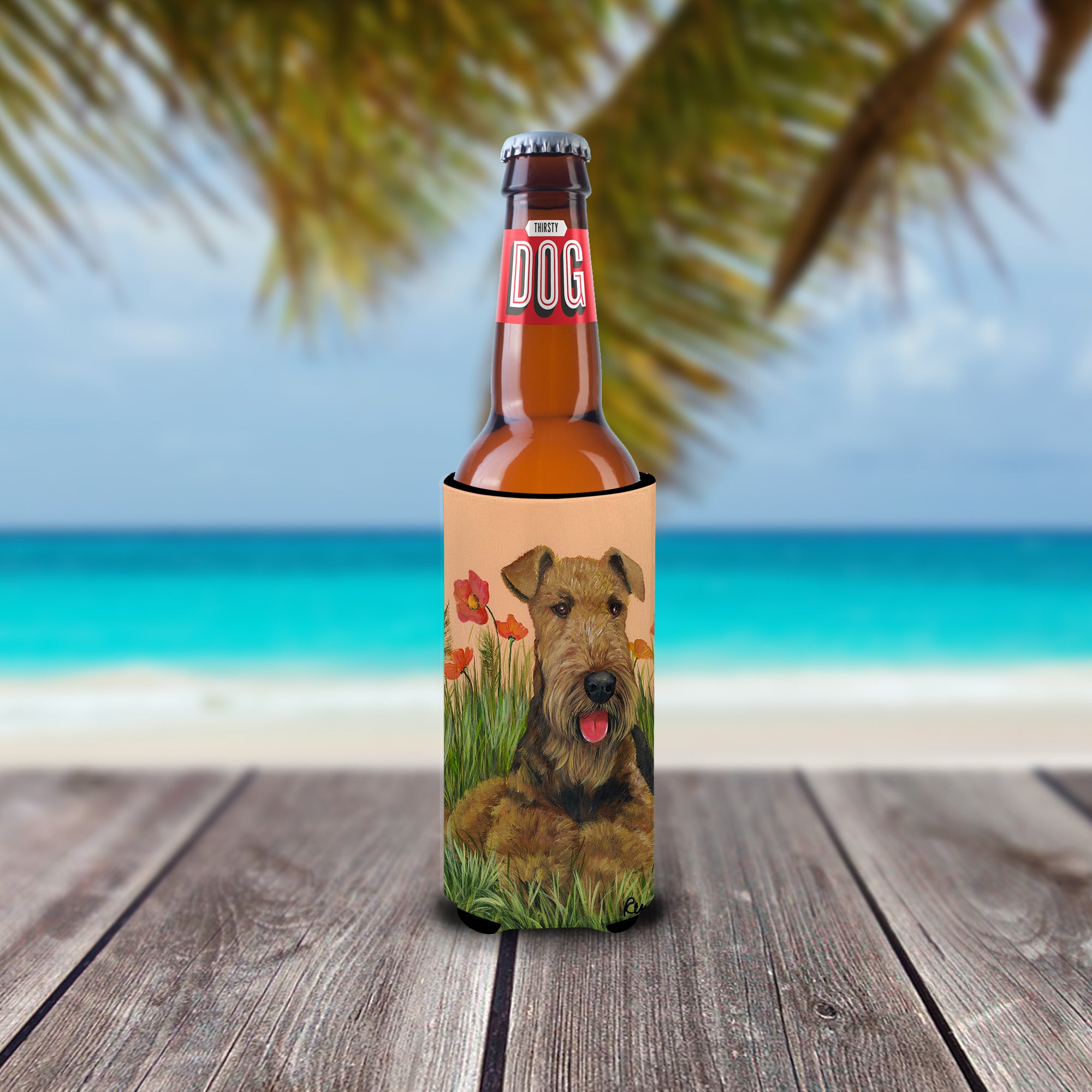 Airedale Terrier Poppies Ultra Hugger for slim cans PPP3003MUK  the-store.com.