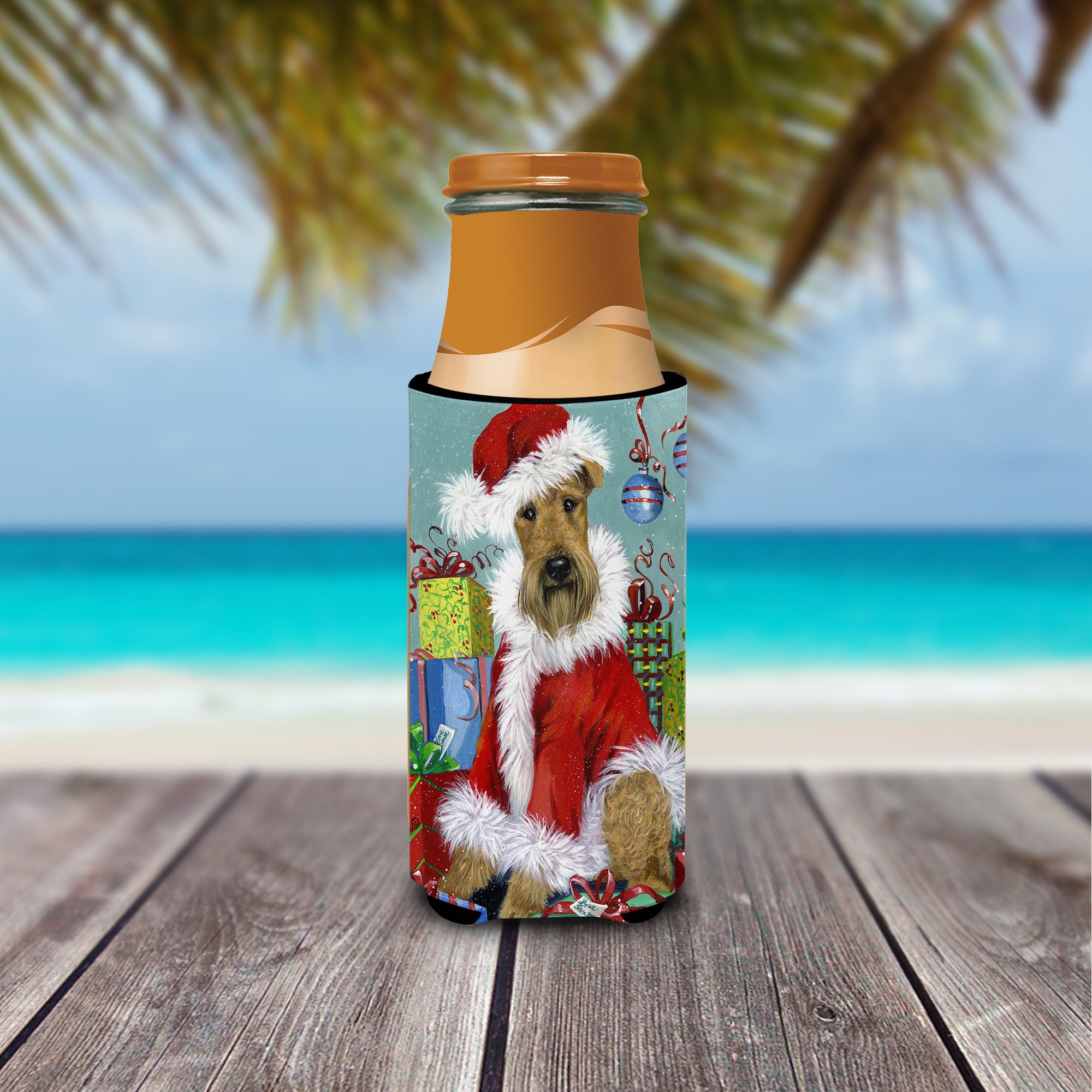 Airedale Santa Christmas Ultra Hugger for slim cans PPP3004MUK  the-store.com.