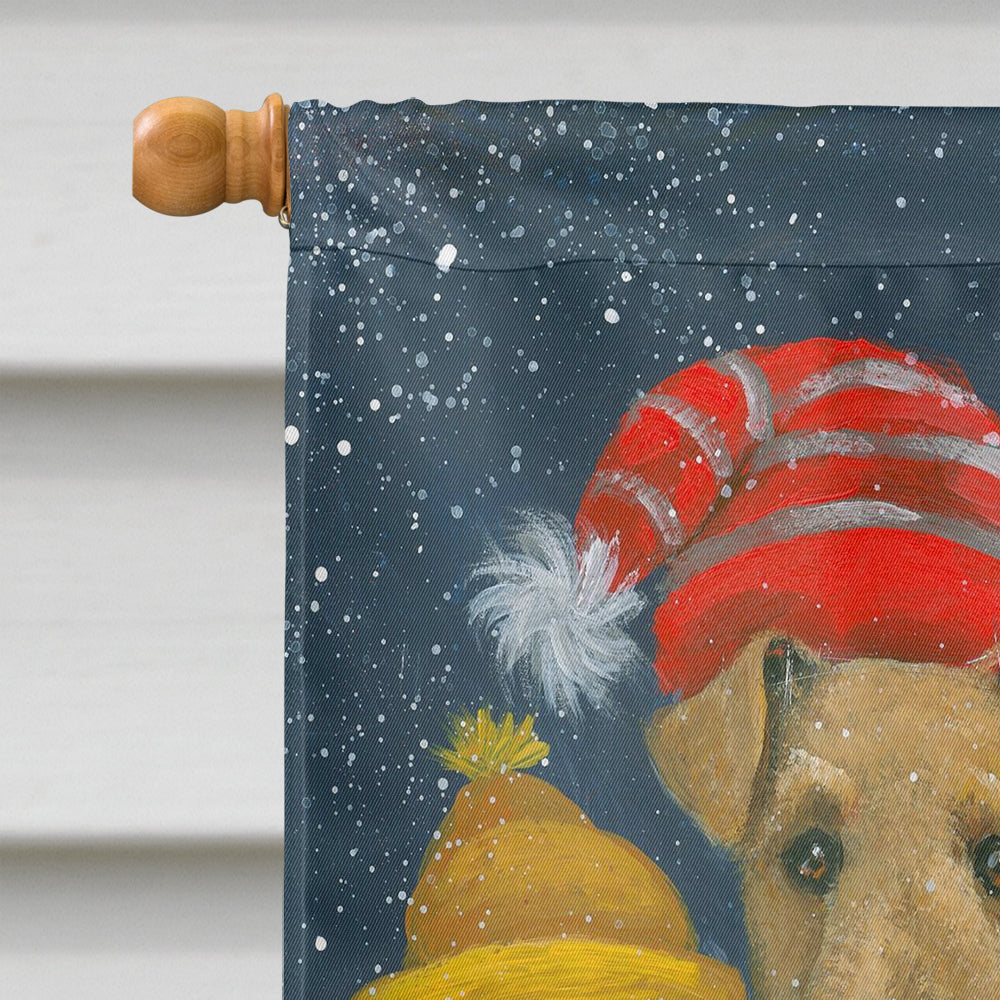 Airedale Snowpeople Christmas Flag Canvas House Size PPP3005CHF  the-store.com.