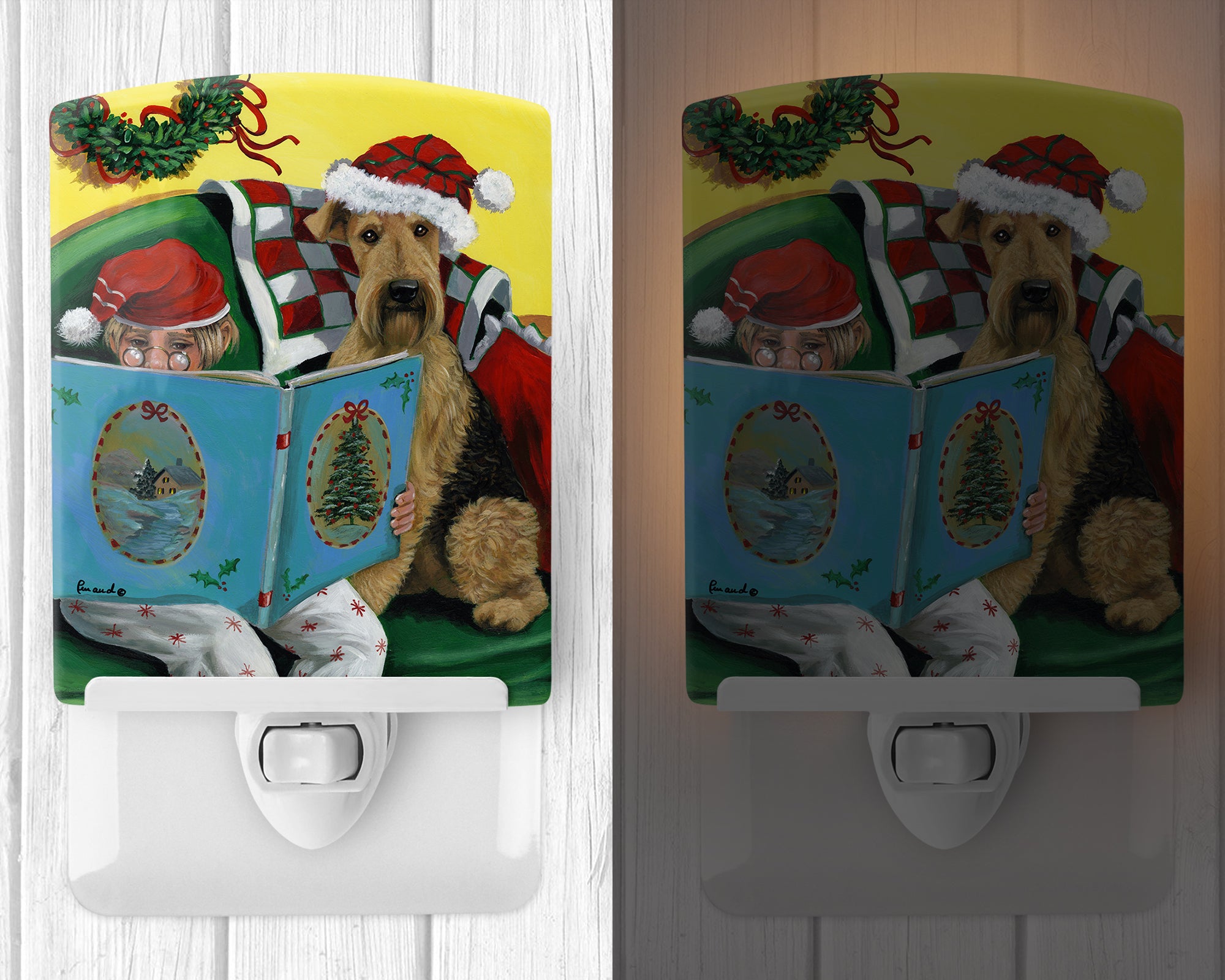 Airedale Storybook Tails Christmas Ceramic Night Light PPP3006CNL - the-store.com