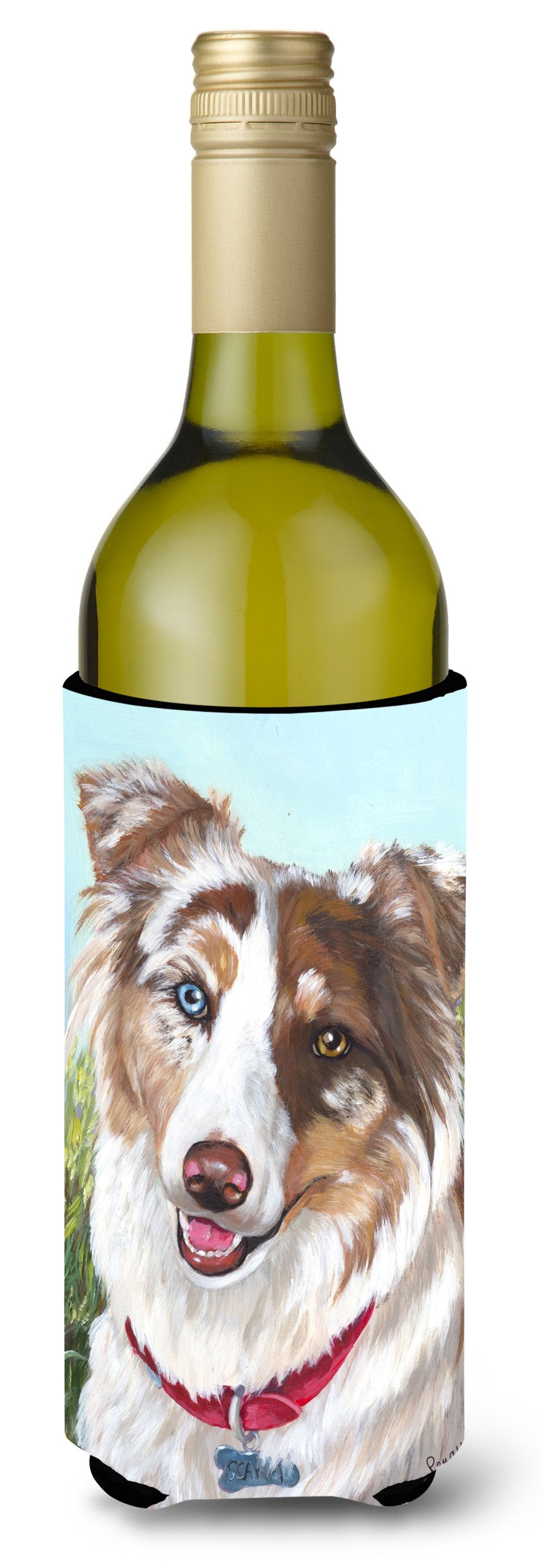 Australian Shepherd Scarlet Wine Bottle Hugger PPP3009LITERK by Caroline&#39;s Treasures