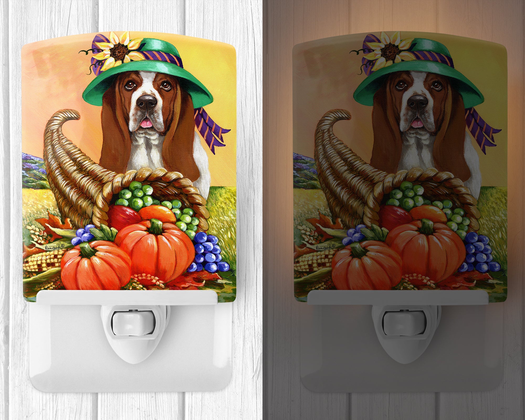 Basset Hound Autumn Ceramic Night Light PPP3010CNL - the-store.com