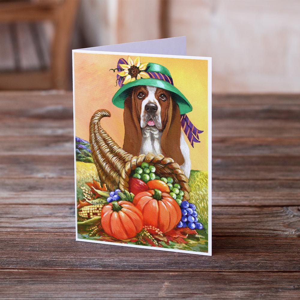 Basset Hound Autumn Greeting Cards and Envelopes Pack of 8 - the-store.com