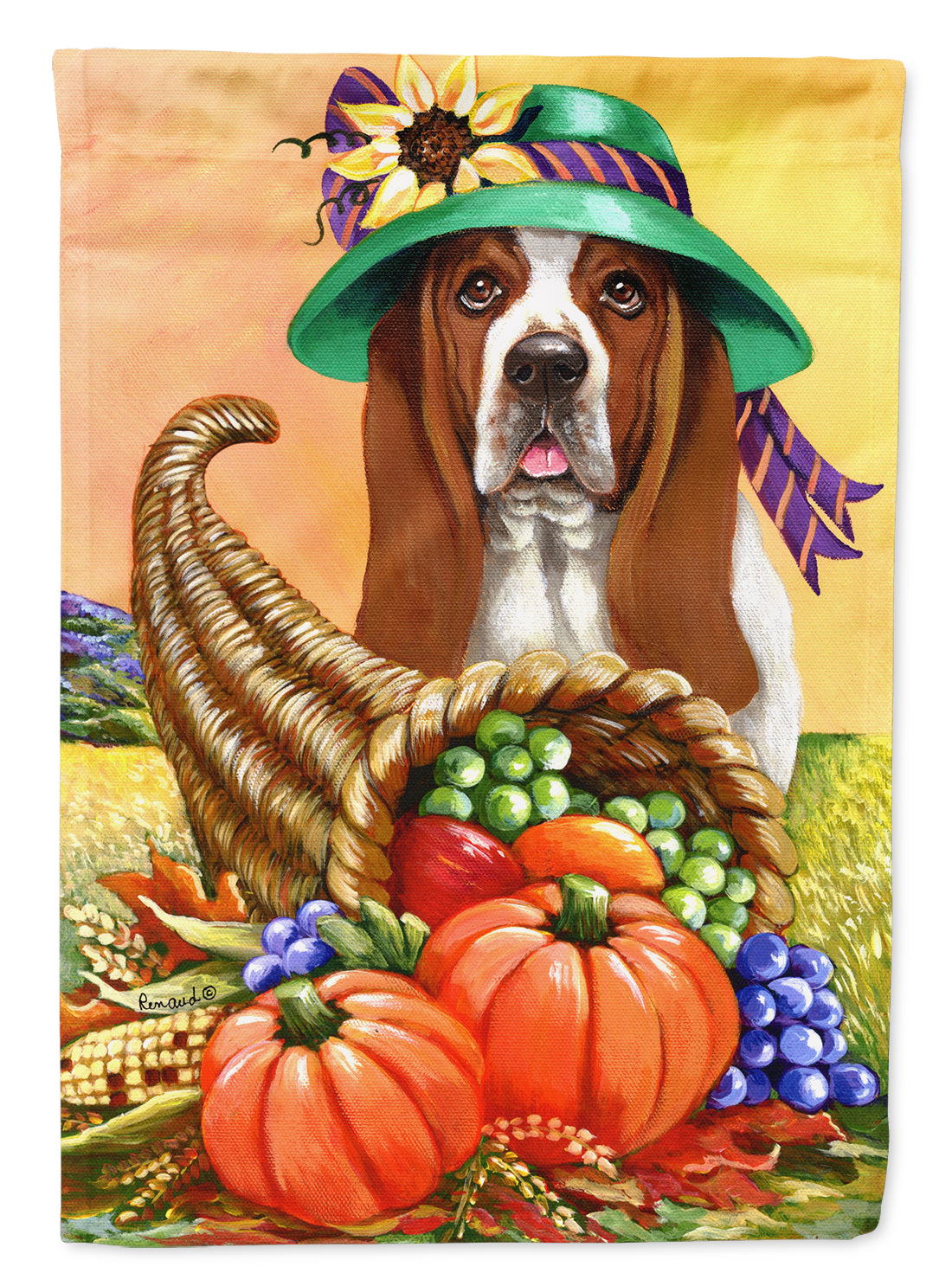 Basset Hound Autumn Flag Garden Size PPP3010GF  the-store.com.