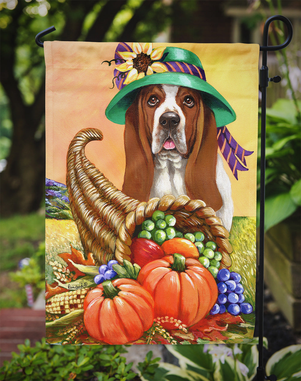 Basset Hound Autumn Flag Garden Size PPP3010GF  the-store.com.