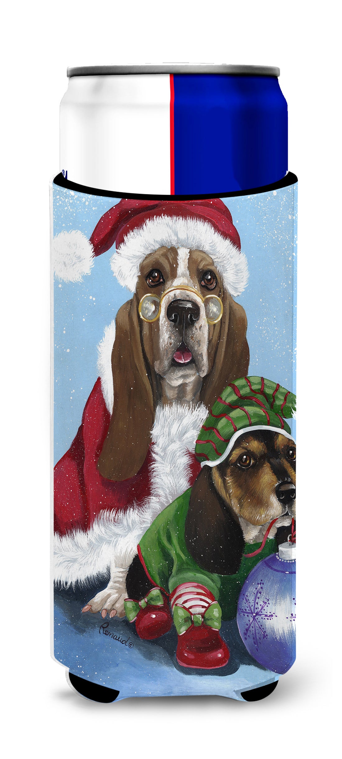 Basset Hound Santa Christmas Ultra Hugger for slim cans PPP3012MUK  the-store.com.