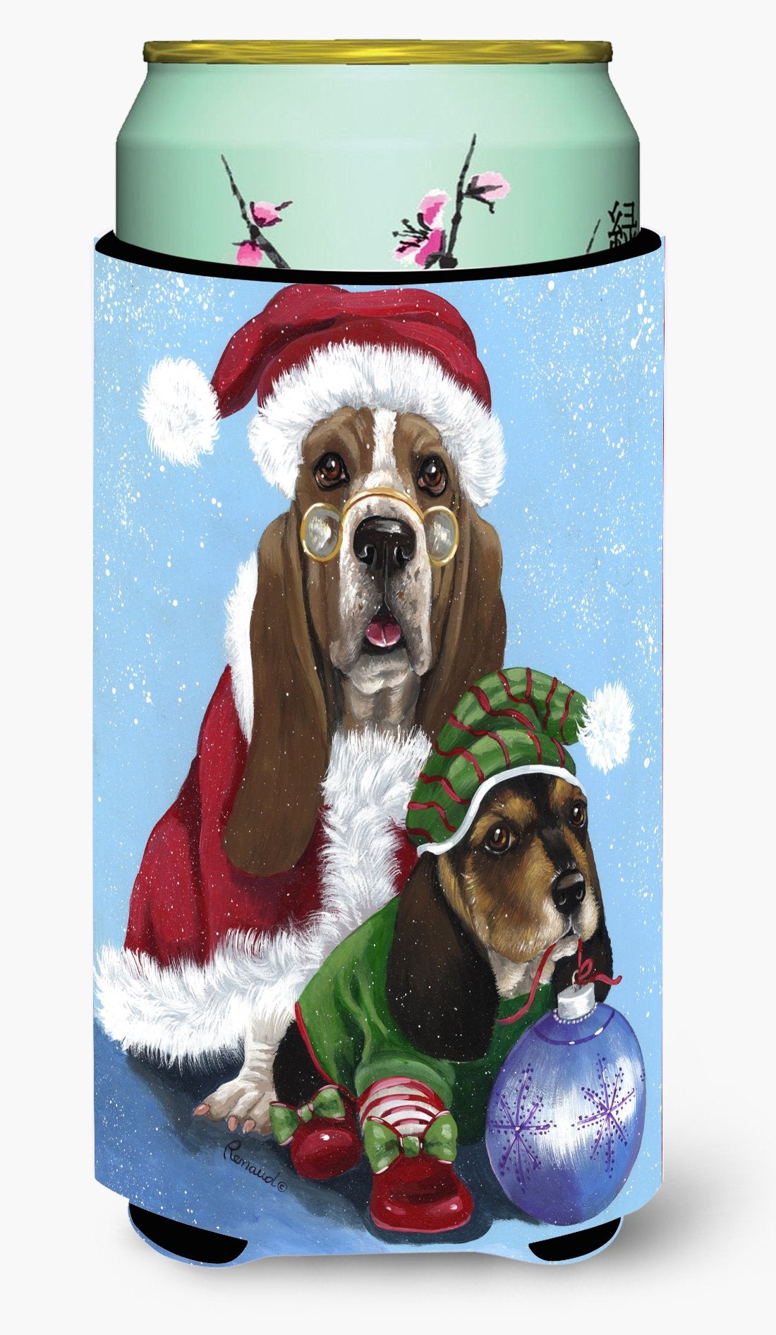 Basset Hound Santa Christmas Tall Boy Hugger PPP3012TBC by Caroline's Treasures