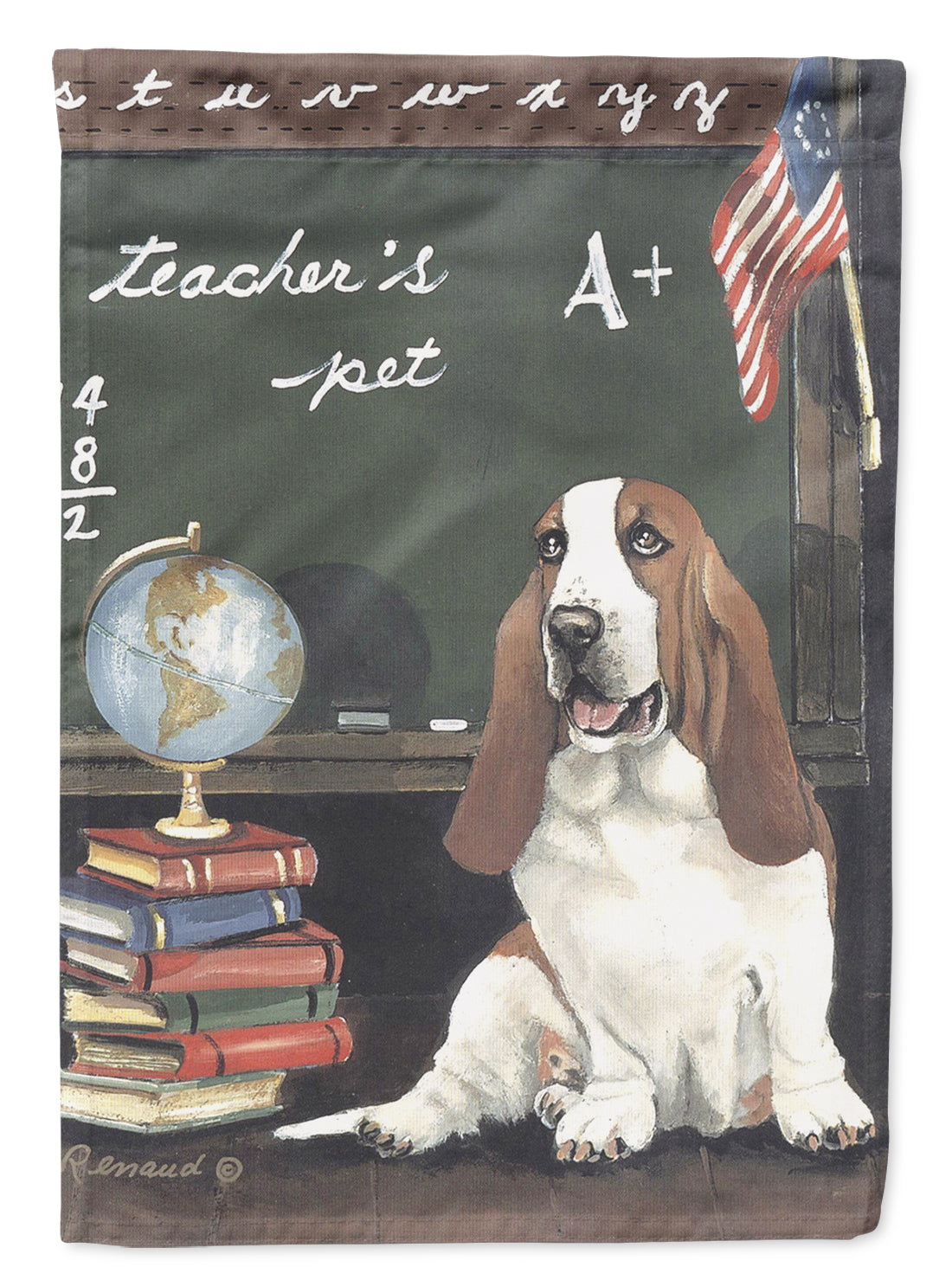 Basset Hound Teacher&#39;s Pet Flag Canvas House Size PPP3013CHF  the-store.com.
