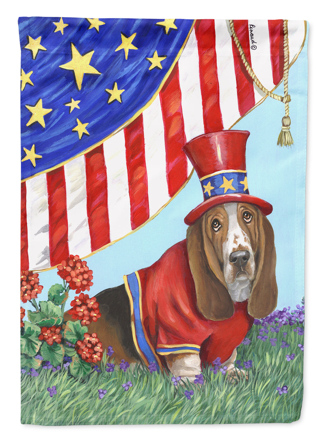 Basset Hound USA Flag Canvas House Size PPP3014CHF  the-store.com.