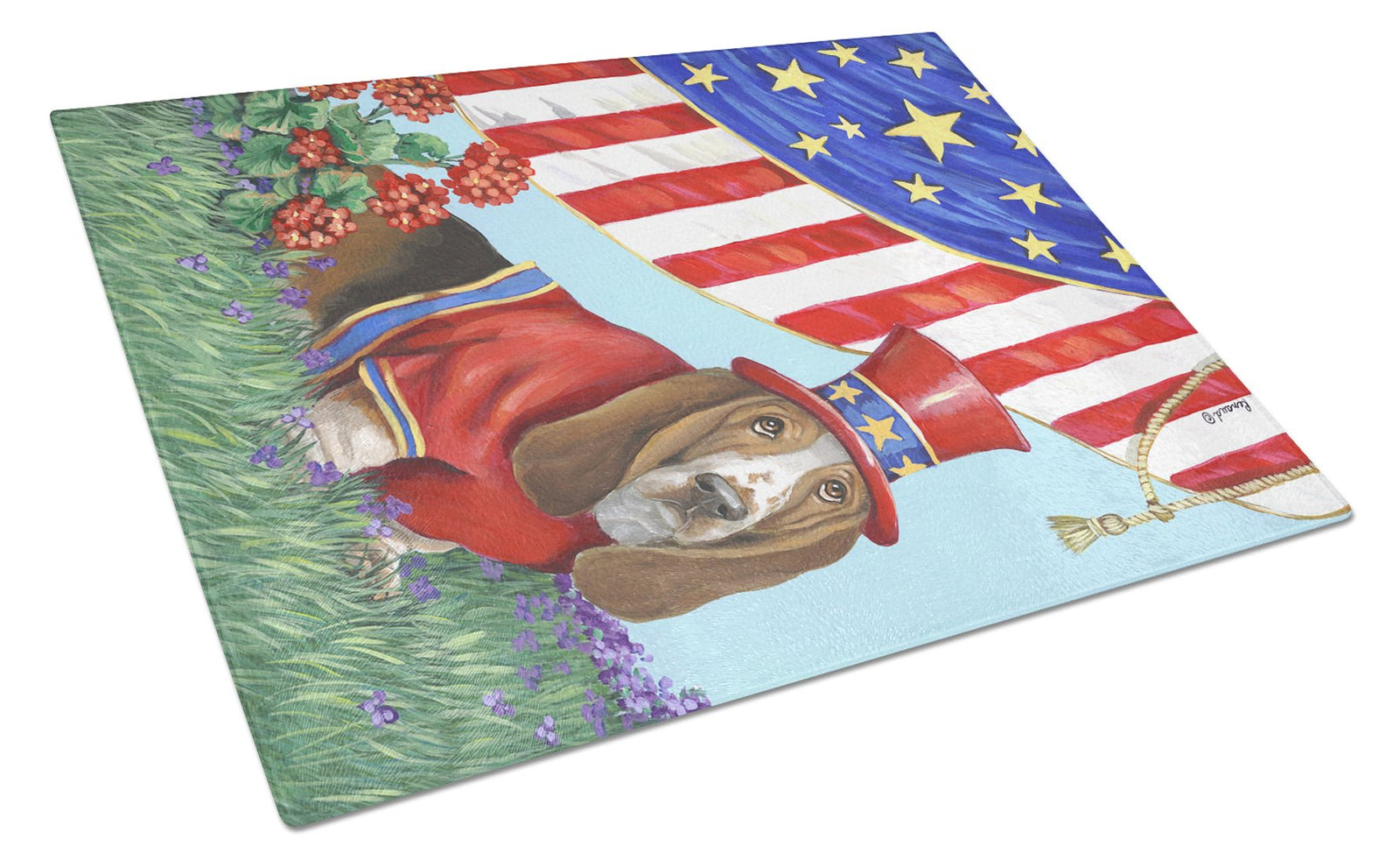 Basset Hound USA Glass Cutting Board Large PPP3014LCB by Caroline's Treasures